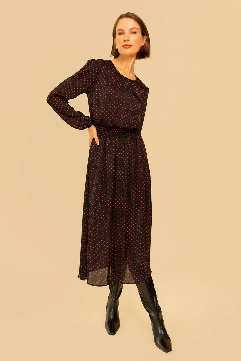 Greta Dress in Red Polka Dot - Whimsy & Row