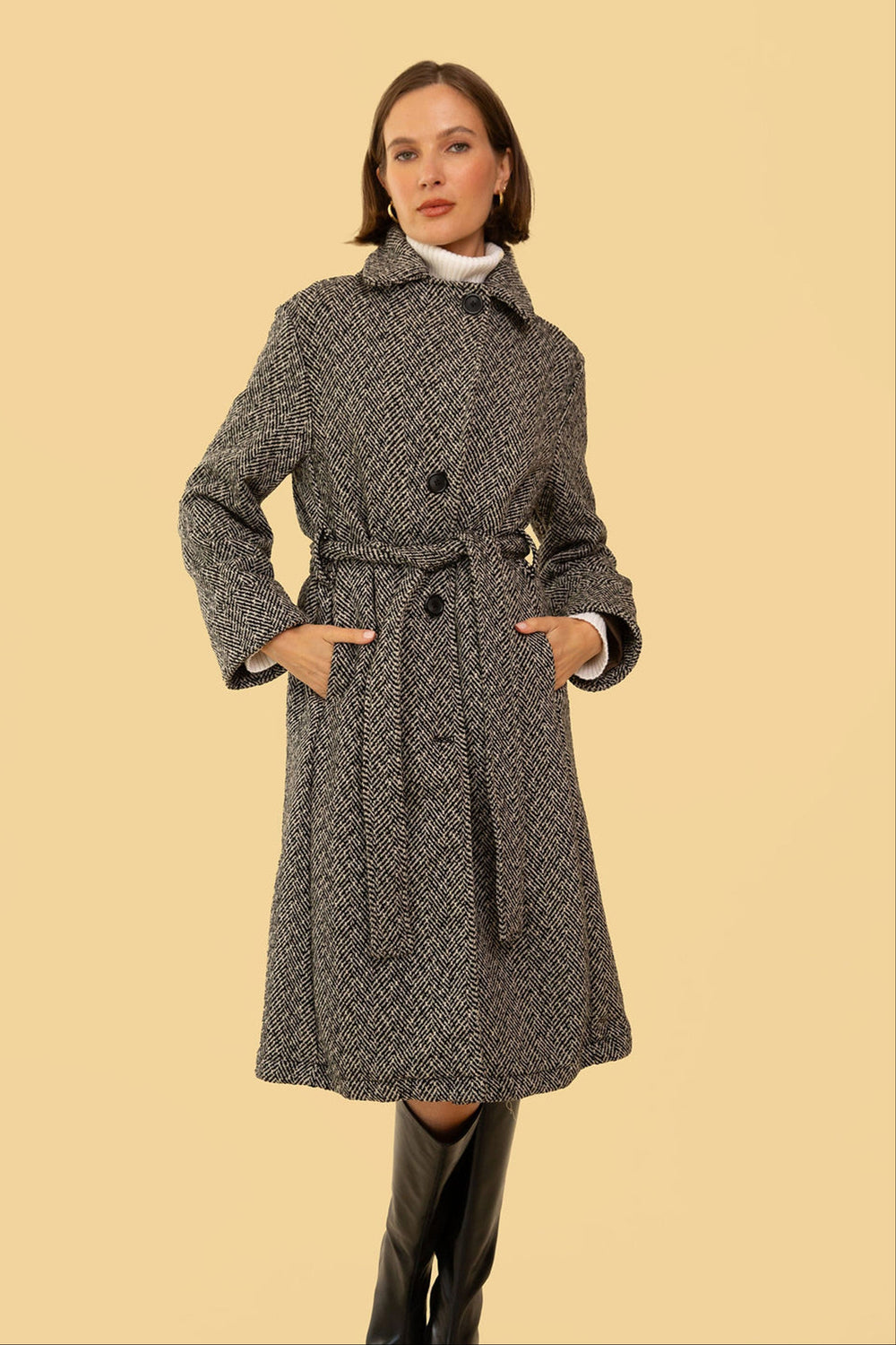 Emilia Coat in Black and White - Whimsy & Row