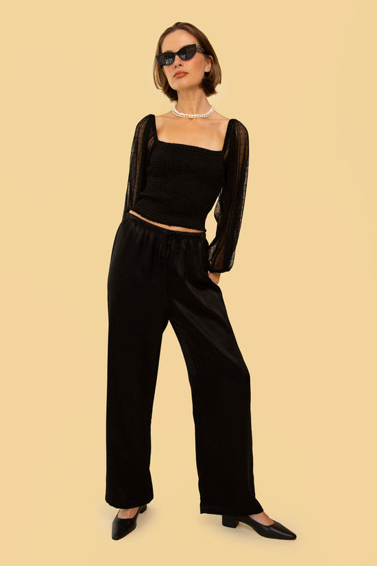 Cameron Top in Black Sheer Polka Dot - Whimsy & Row