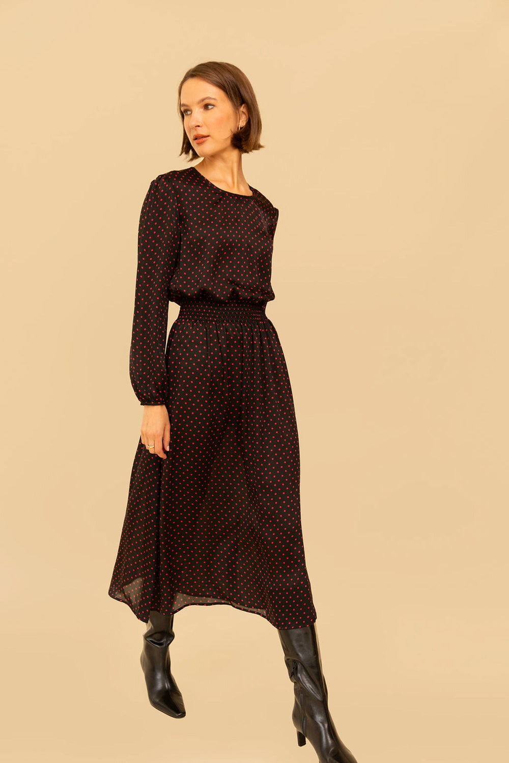 Greta Dress in Red Polka Dot - Whimsy & Row