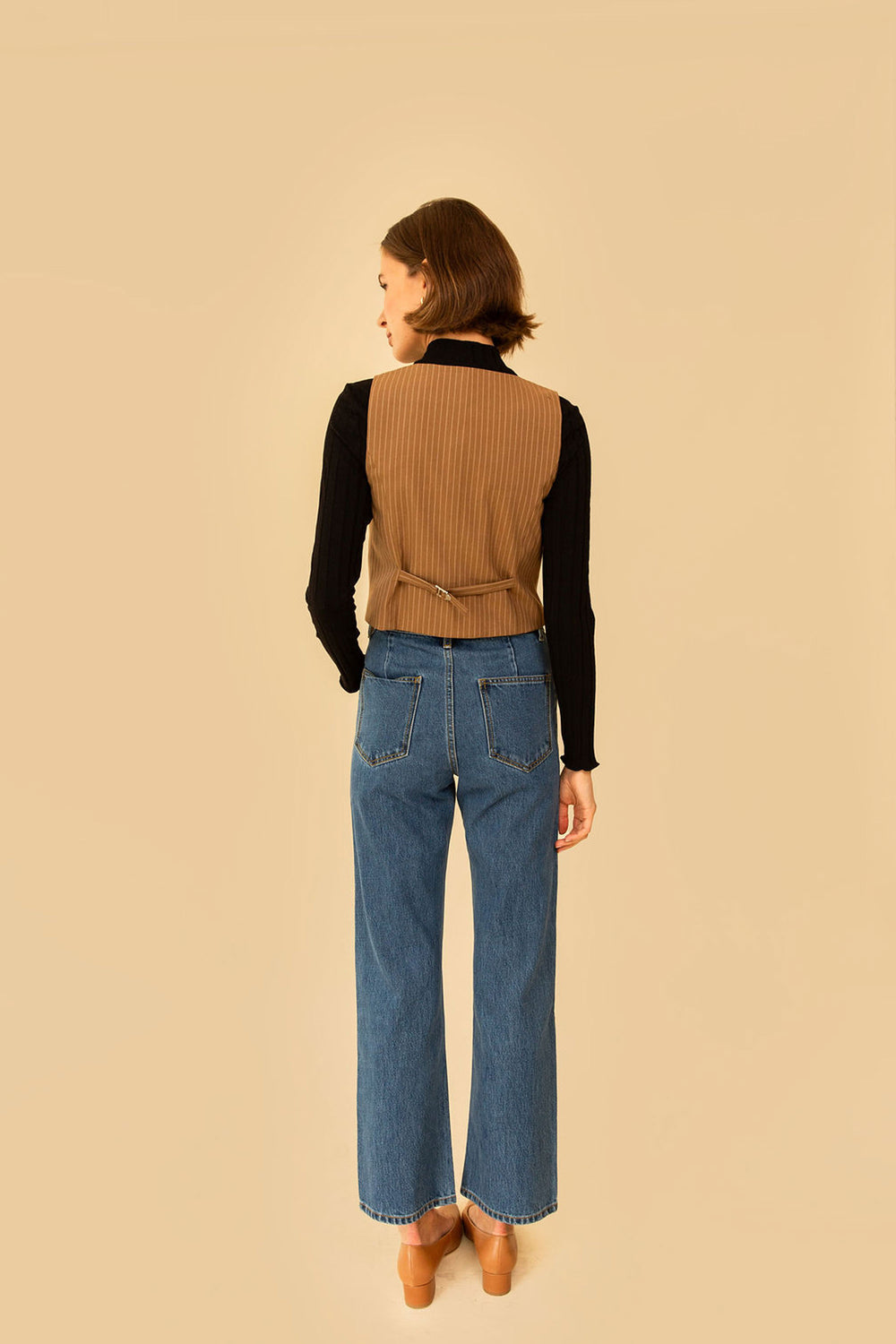 Bowie Vest in Tan Stripe - Whimsy & Row