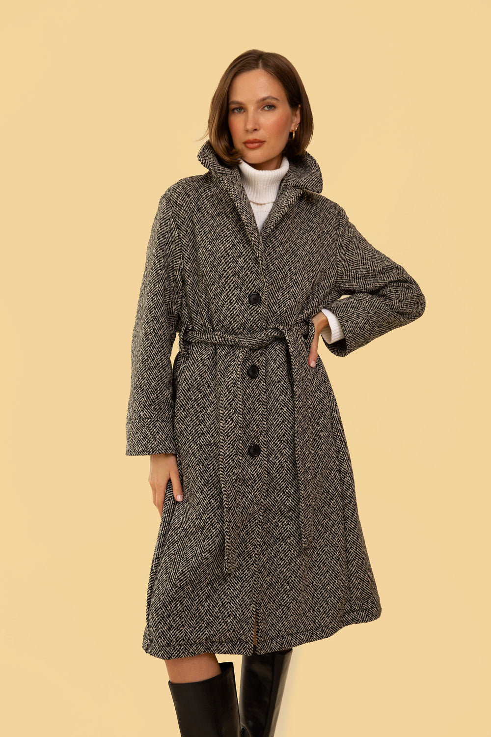 Emilia Coat in Black and White - Whimsy & Row