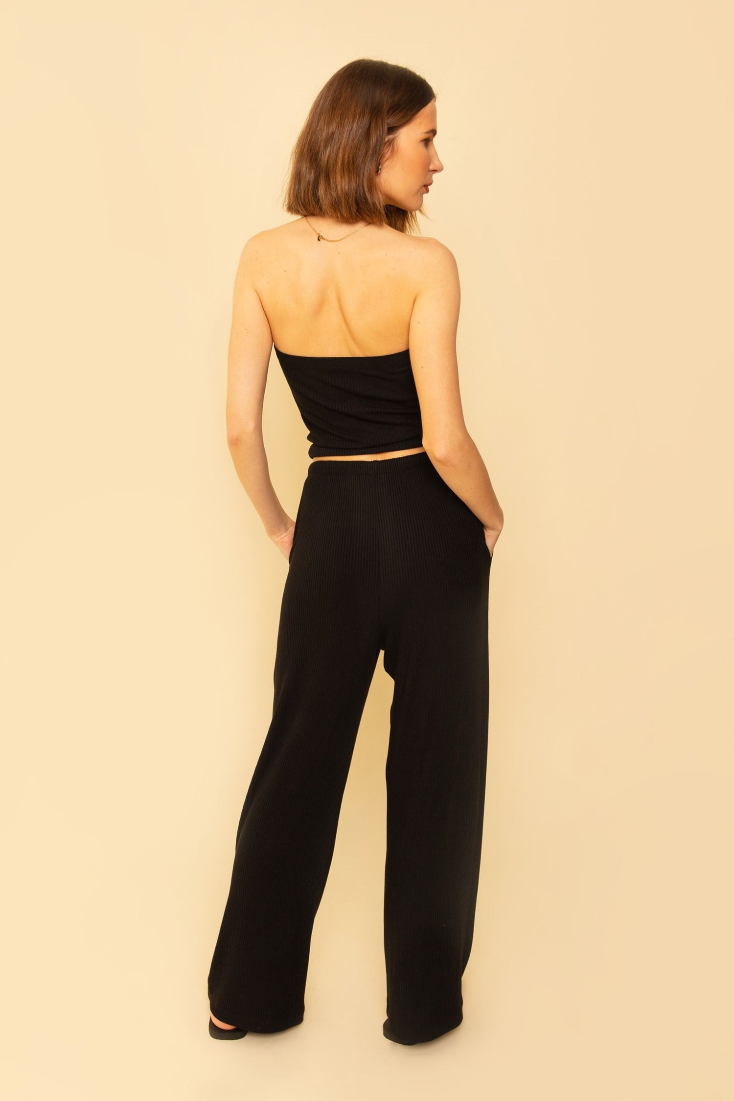 Paloma Pant in Black Rib