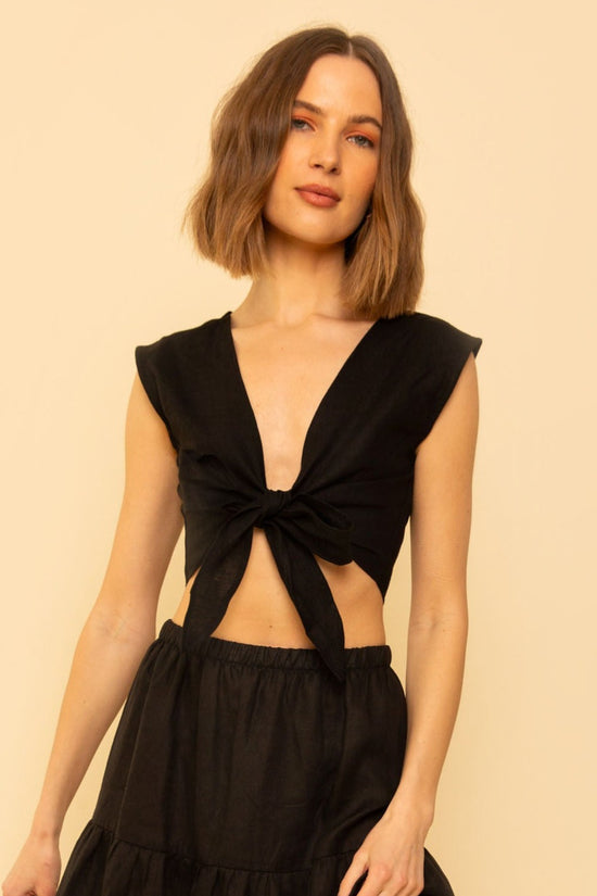 Valentina Top in Black Linen - Whimsy & Row