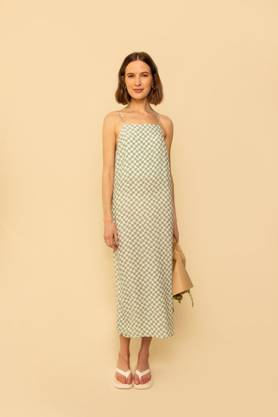 Loni Dress in Sage Check - Whimsy & Row