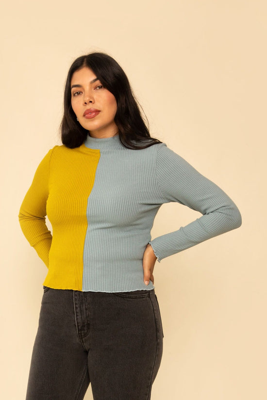 Gigi Top in Lead/Chartreuse Rib - Whimsy & Row