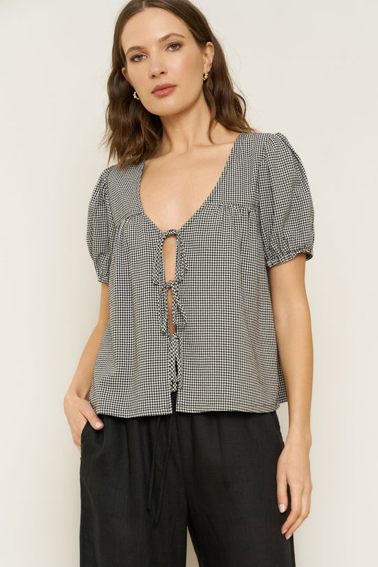 Birdie Top in Black Gingham - Whimsy & Row