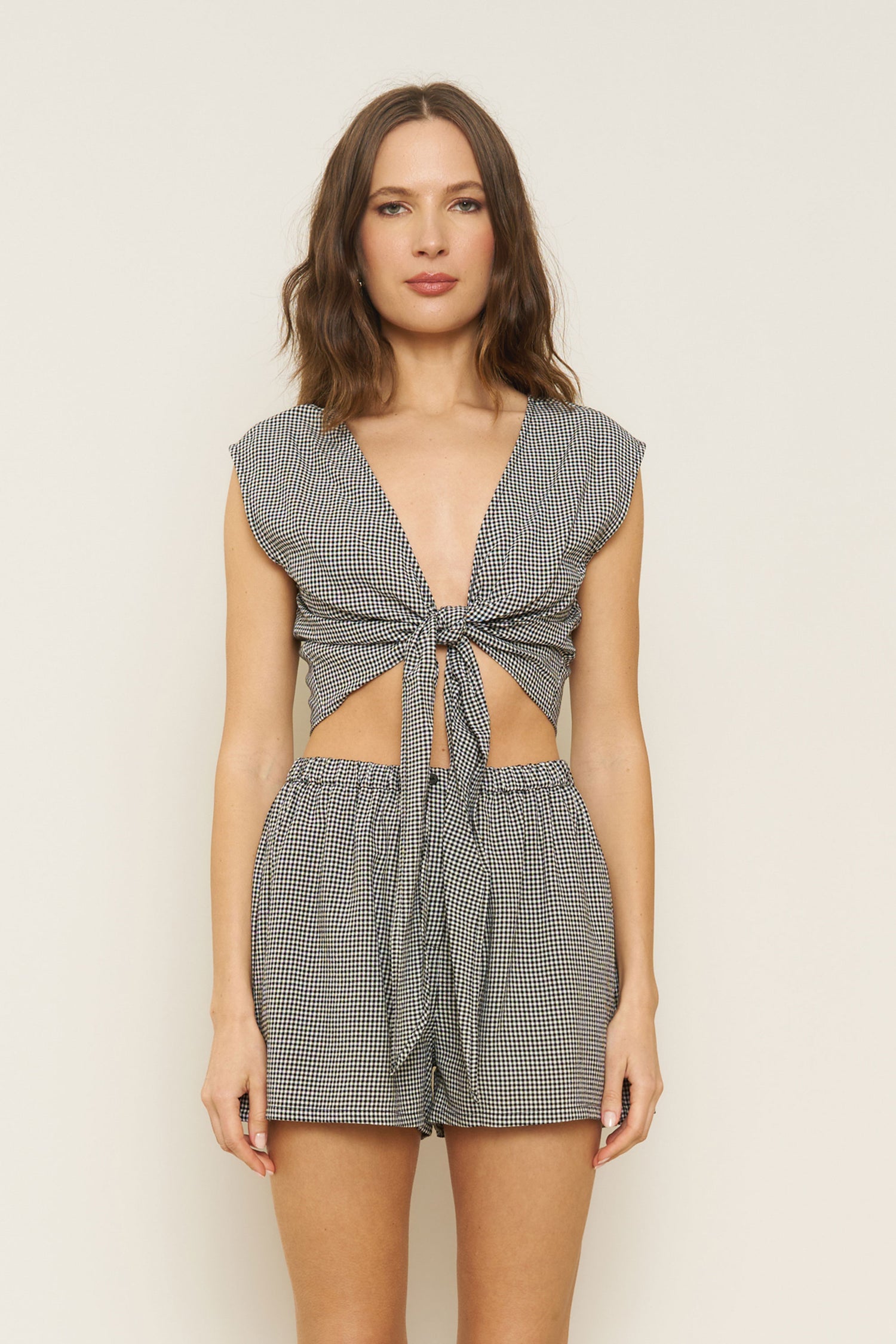 Valentina Top in Black Gingham