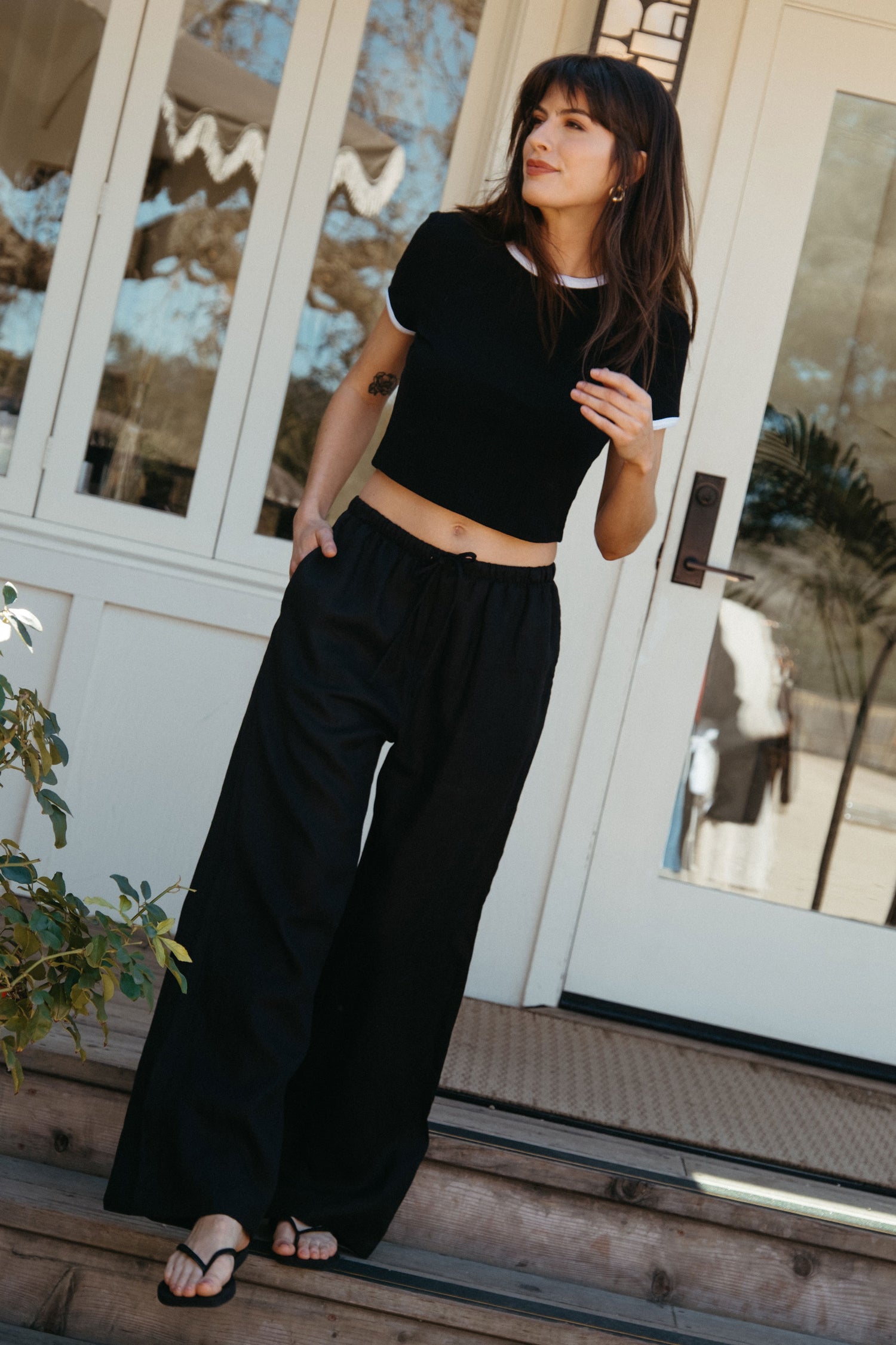Kira Pant in Black Linen