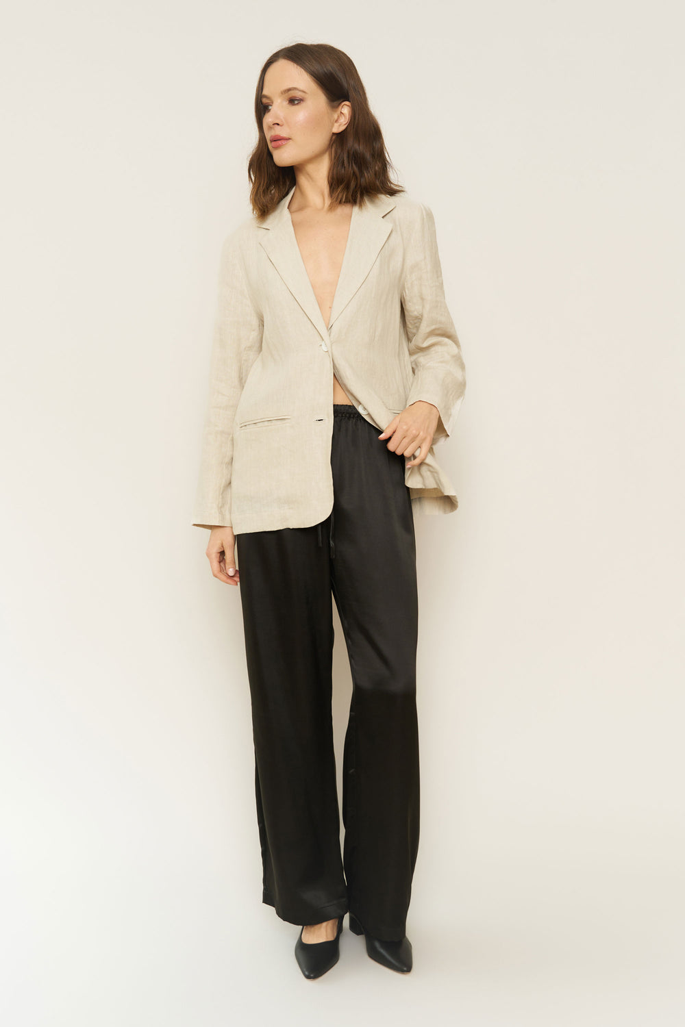 Raffa Pants in Black Silky - Whimsy & Row