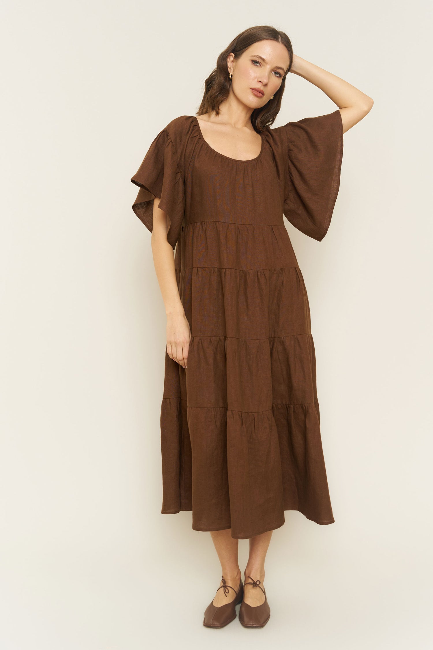 Rachel Dress in Chocolate Linen