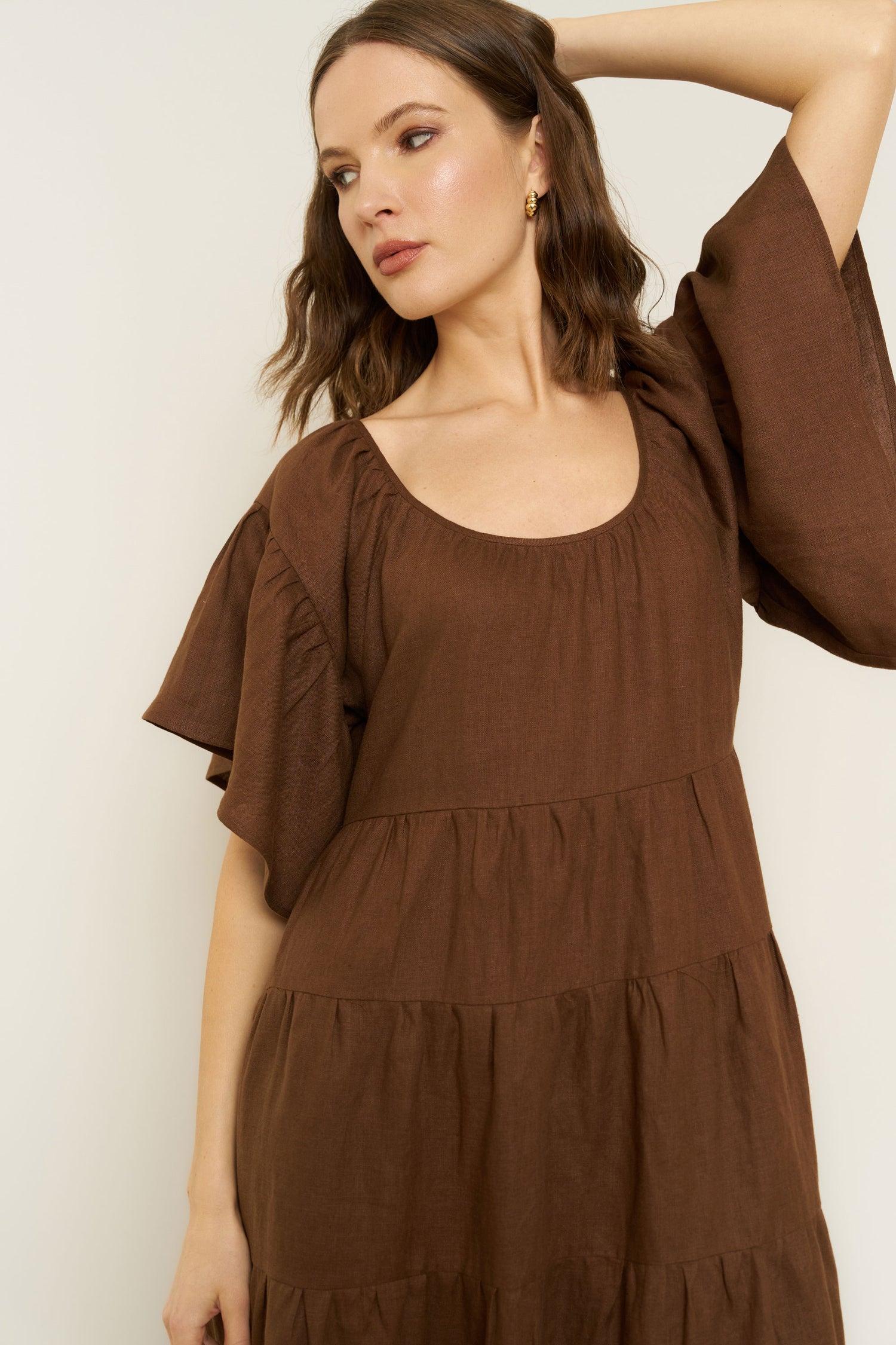 Rachel Dress in Chocolate Linen