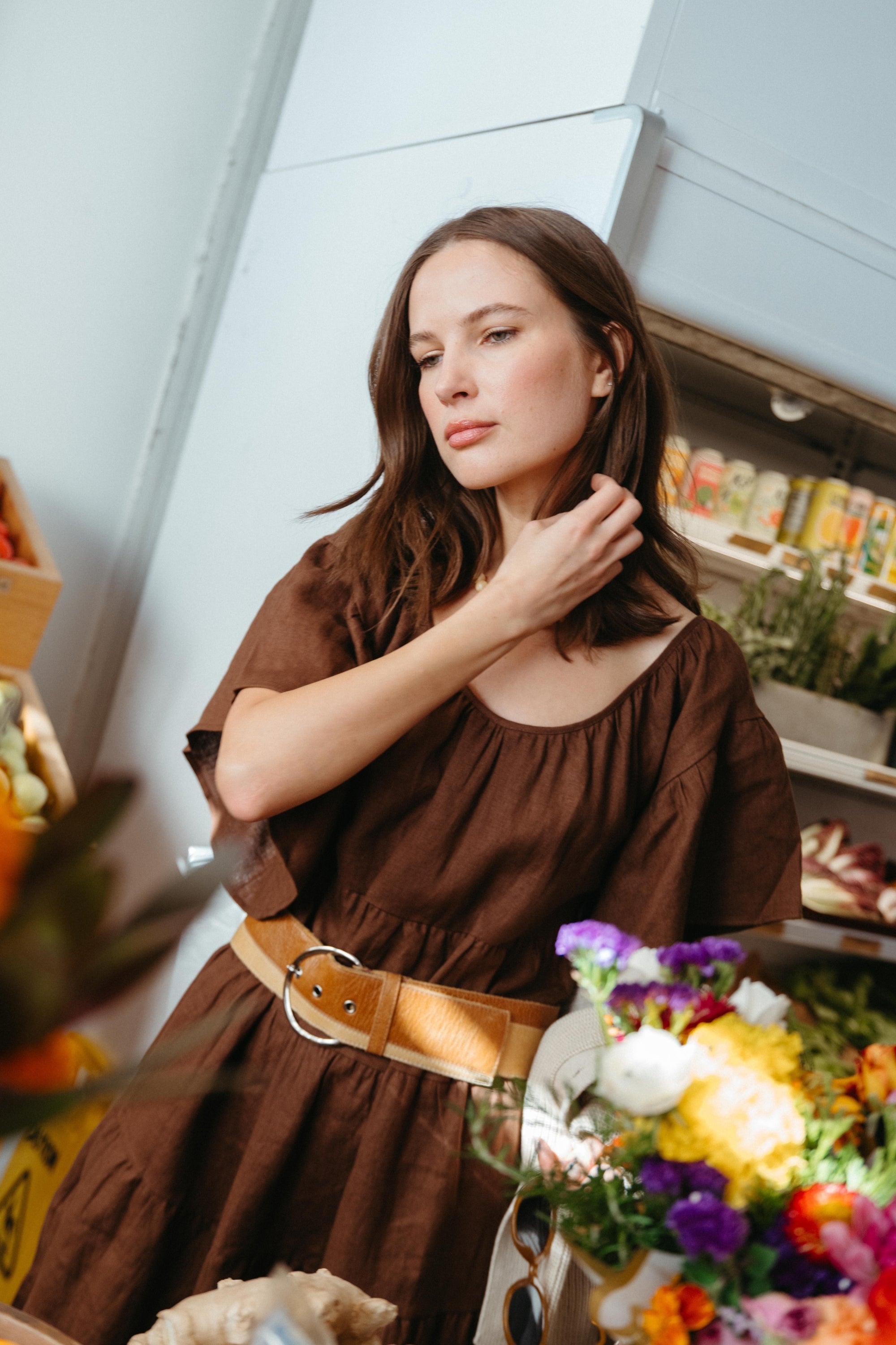 Rachel Dress in Chocolate Linen - Whimsy & Row