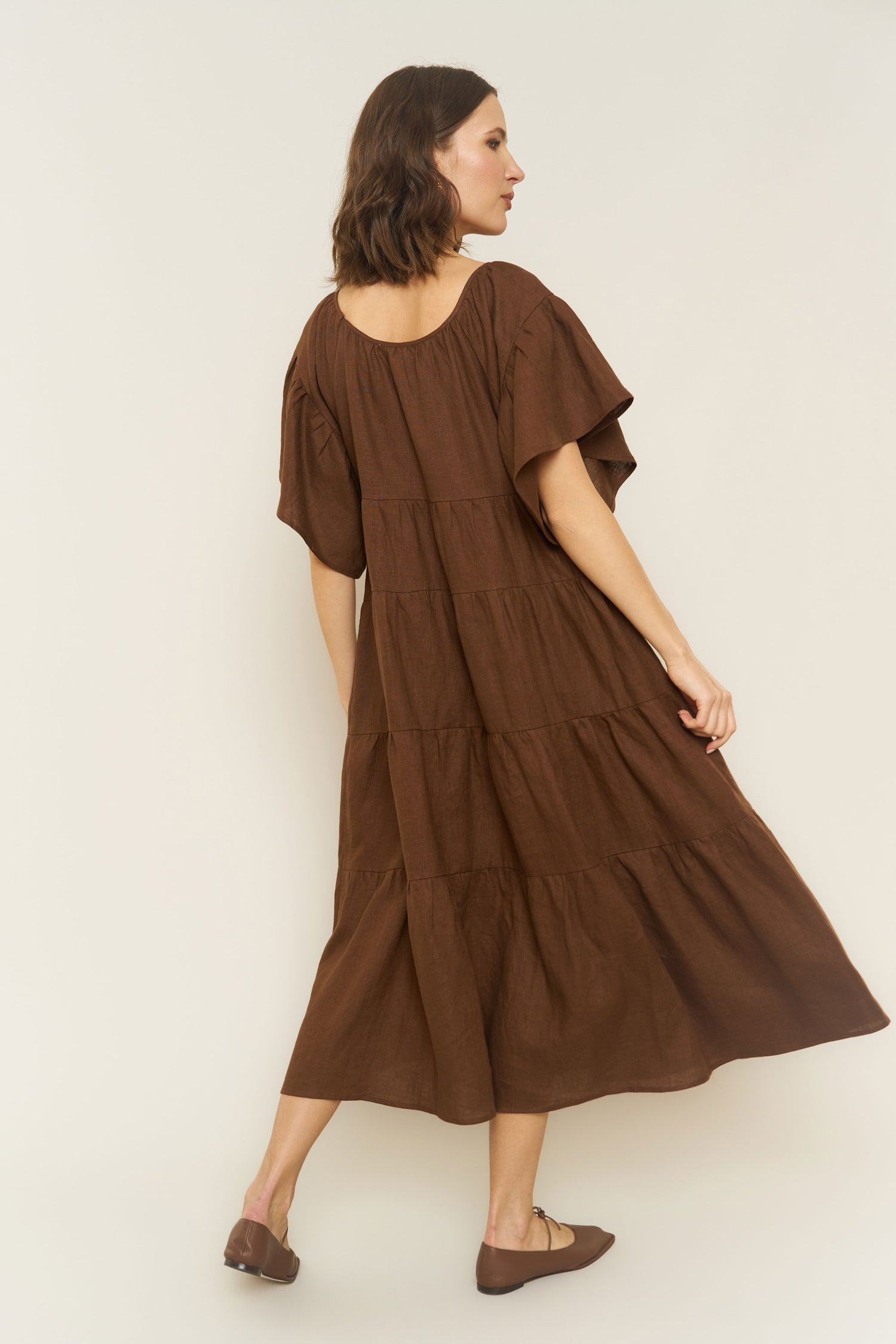 Rachel Dress in Chocolate Linen