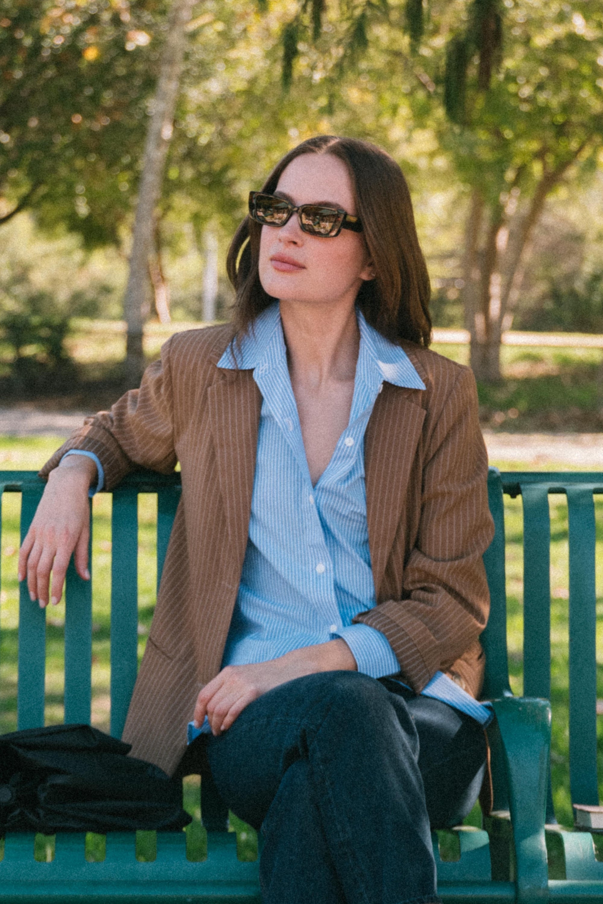 Denise Top in Blue Stripe Poplin - Whimsy & Row