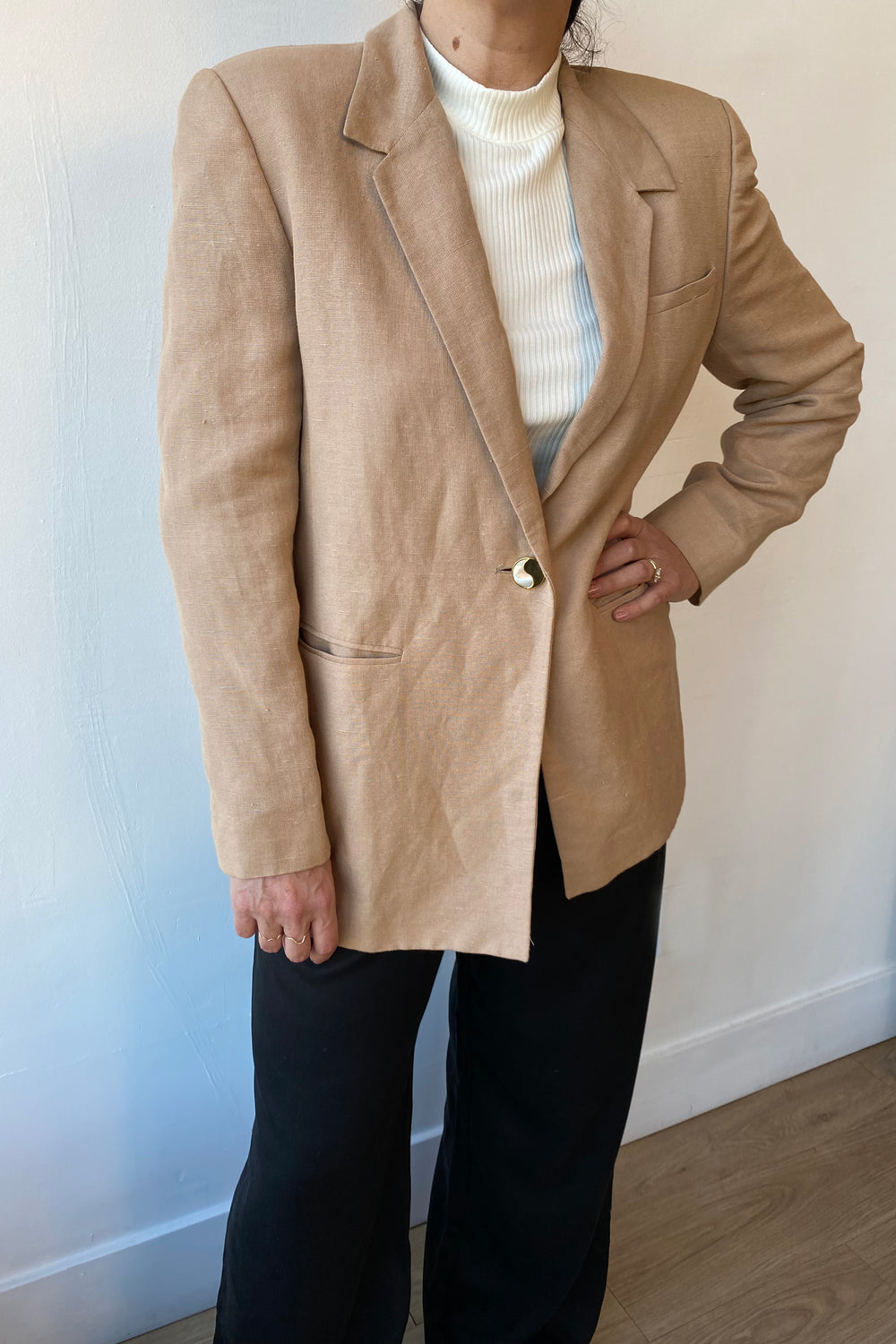 Vintage Taupe Linen Blazer - Whimsy & Row