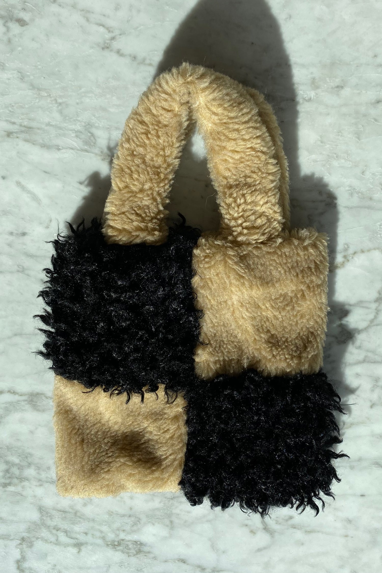 Faux Fur Two-Tone Mini Tote Bag