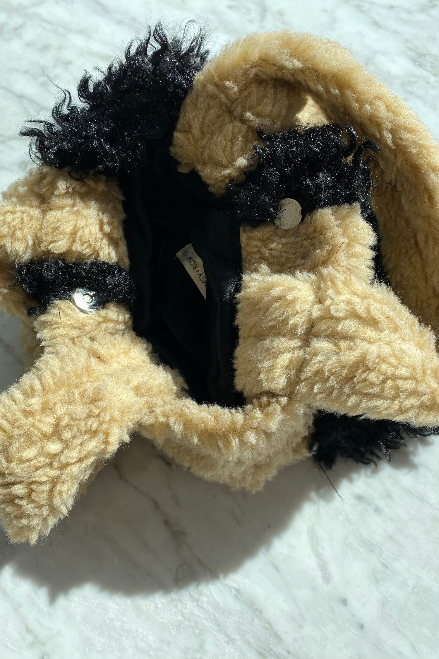 Faux Fur Two-Tone Mini Tote Bag
