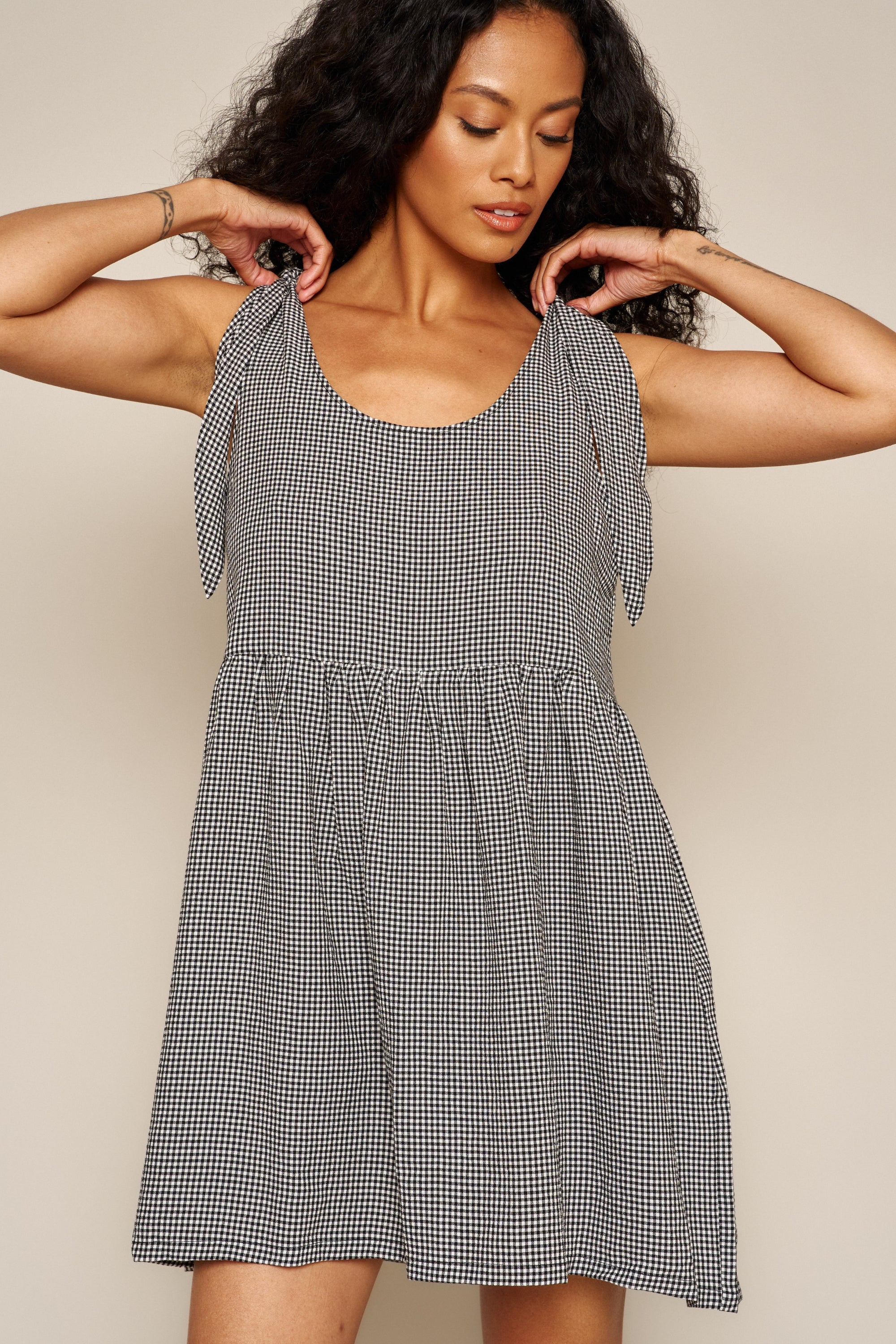 Kate Dress in Black Gingham - Whimsy & Row