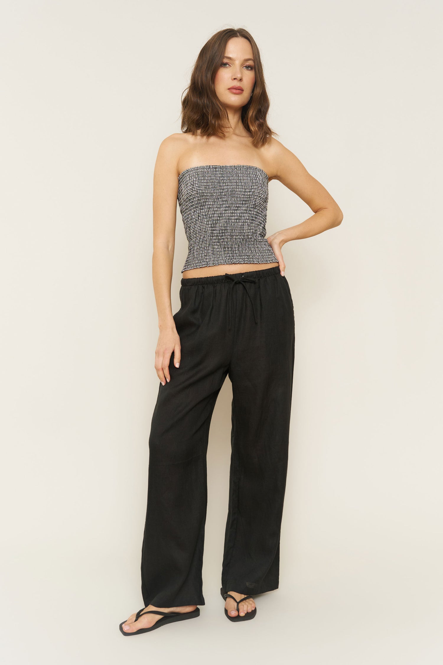 Kira Pant in Black Linen