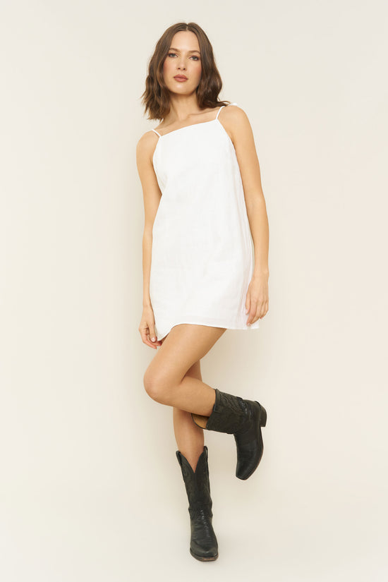 Lainey Dress in White Linen - Whimsy & Row