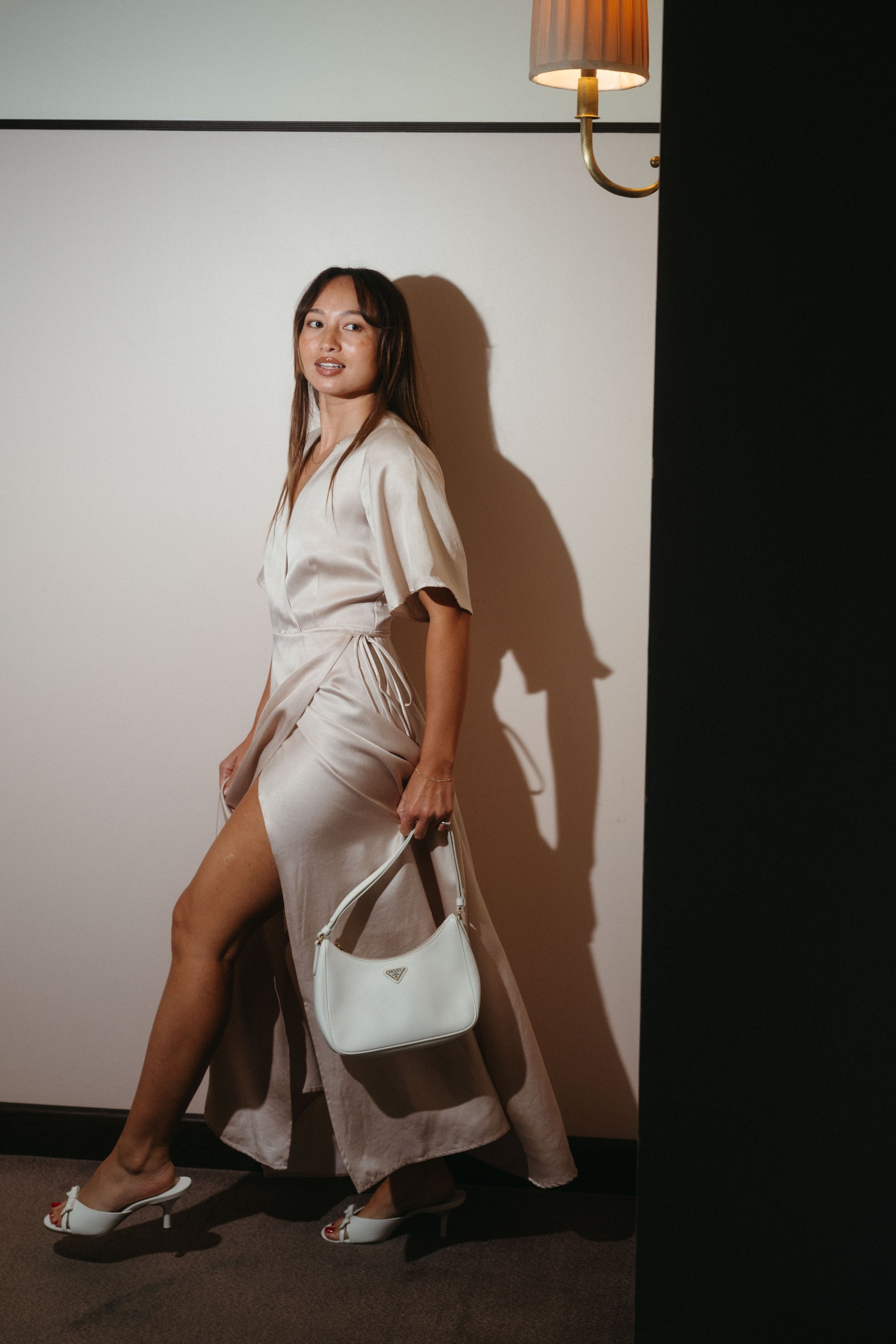 Lola Wrap Dress in Champagne - Whimsy & Row