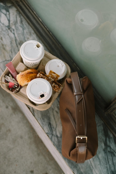 Melie Bianco Lilith Brown Vegan Suede Top Handle Bag - Whimsy & Row