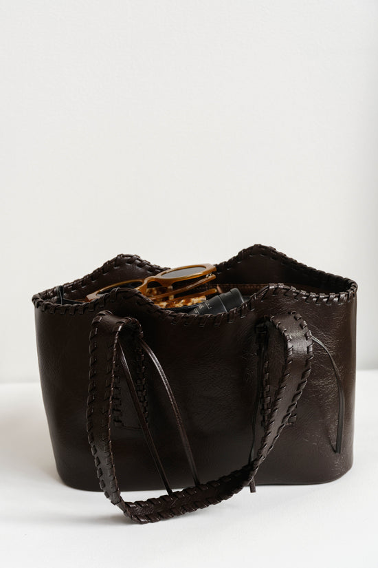 Melie Bianco Phoebe Espresso Recycled Vegan Shoulder Bag - Whimsy & Row