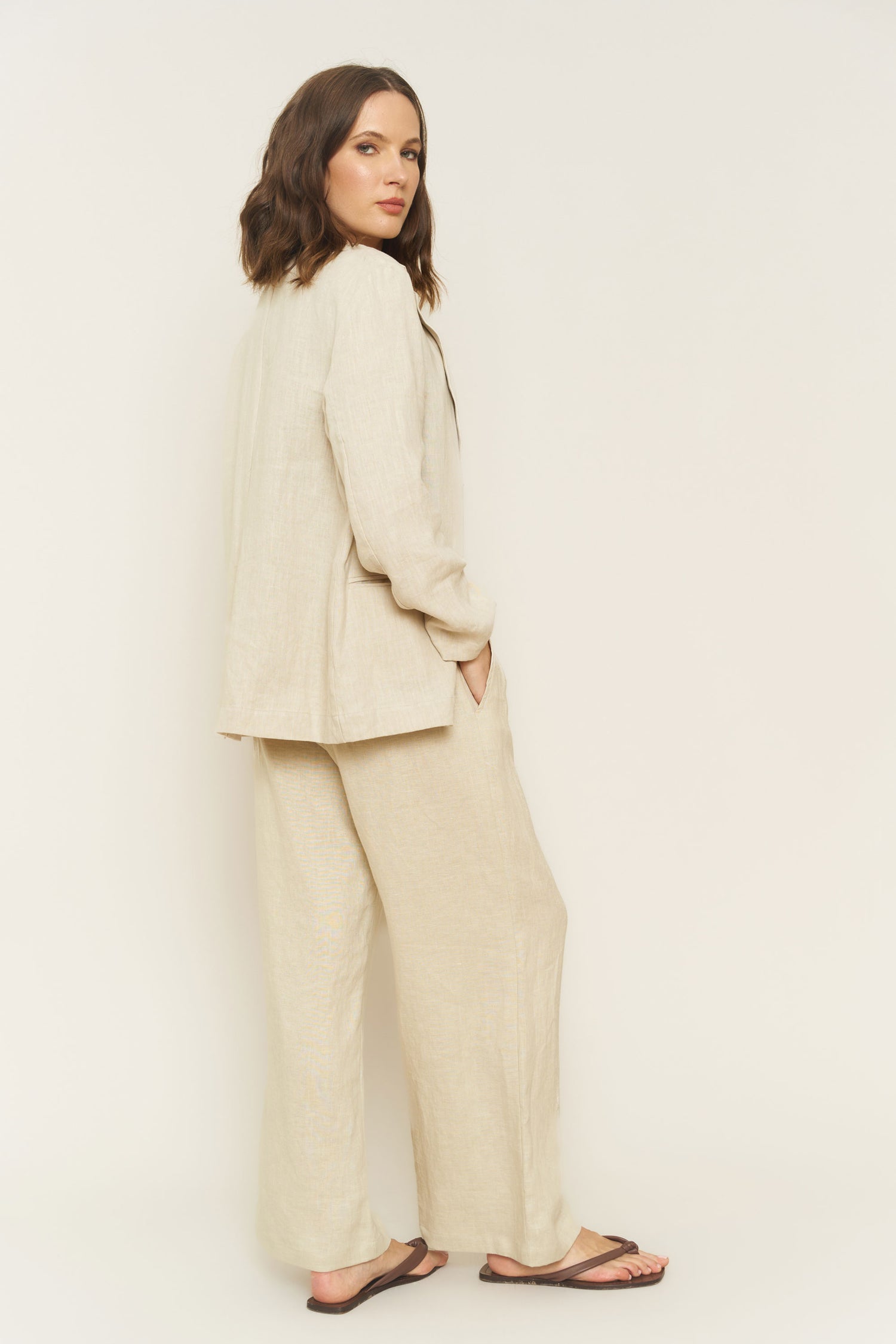 Parker Blazer in Oatmeal Linen