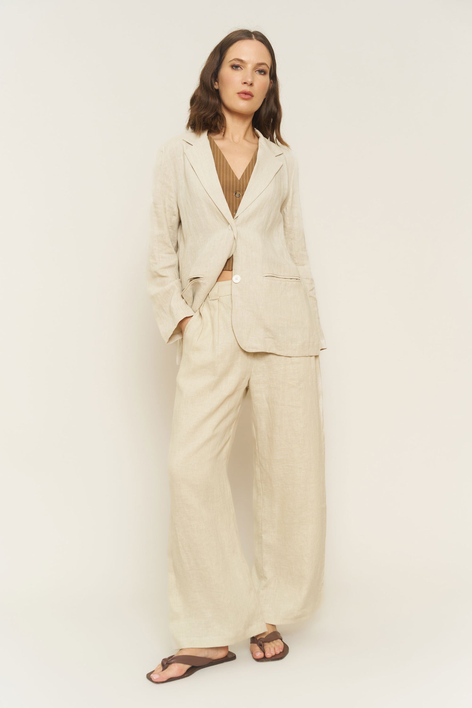 Parker Blazer in Oatmeal Linen