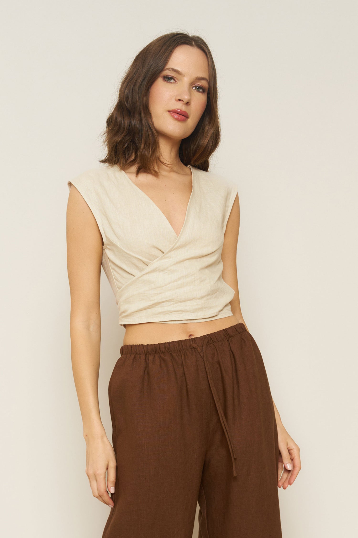 Valentina Top in Oatmeal Linen