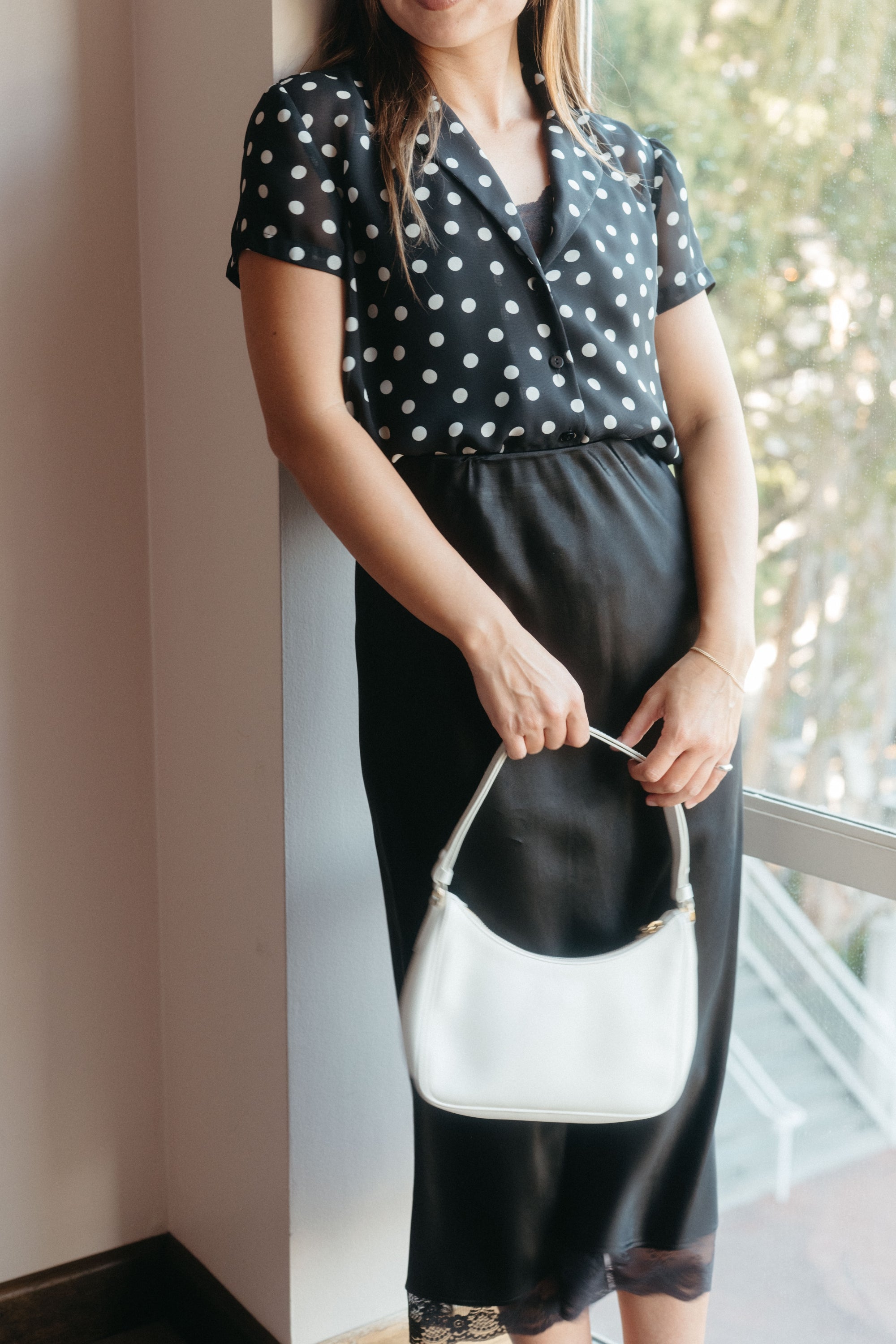 Lena Top in Black Polka Dots - Whimsy & Row