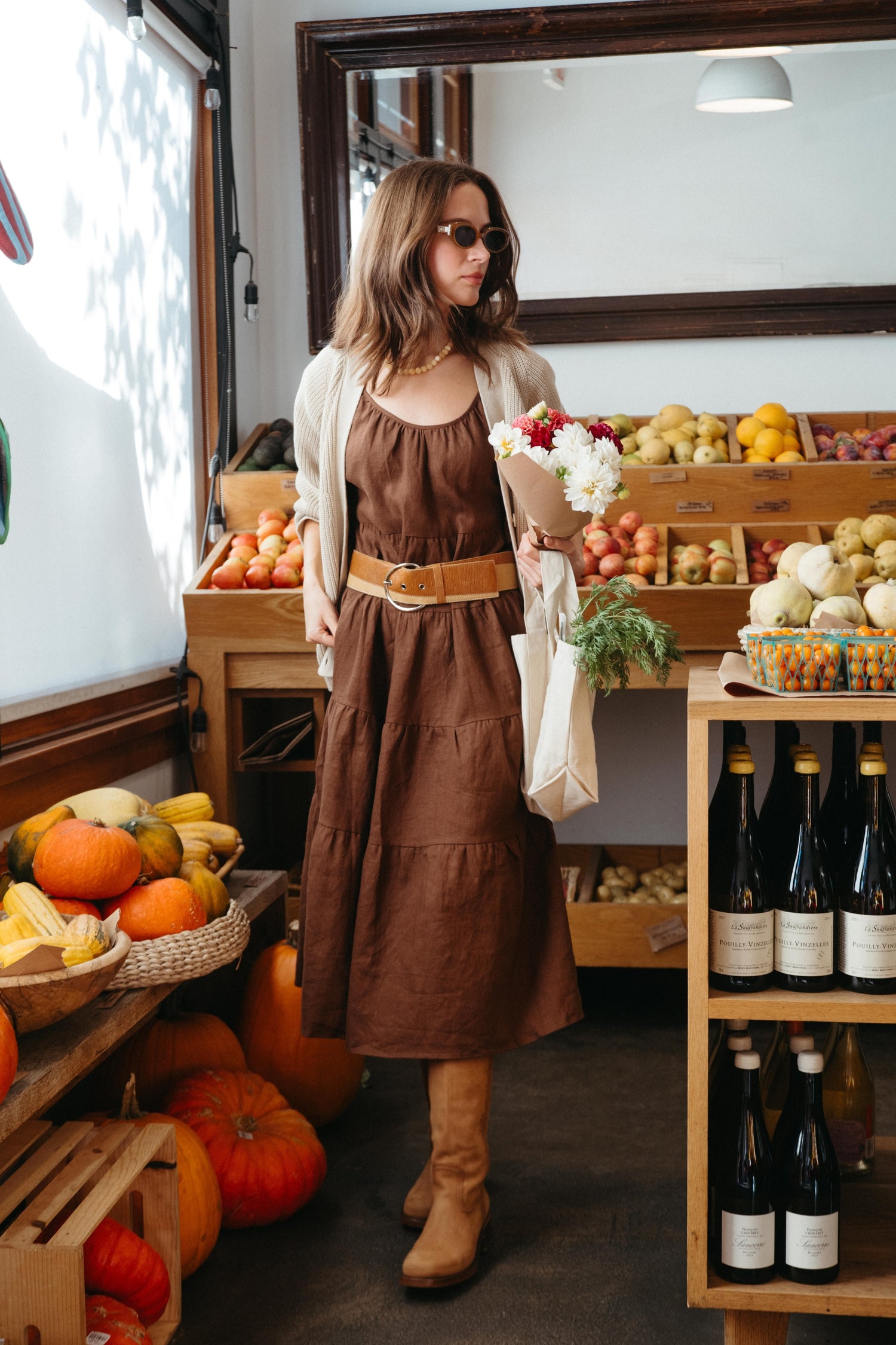 Rachel Dress in Chocolate Linen