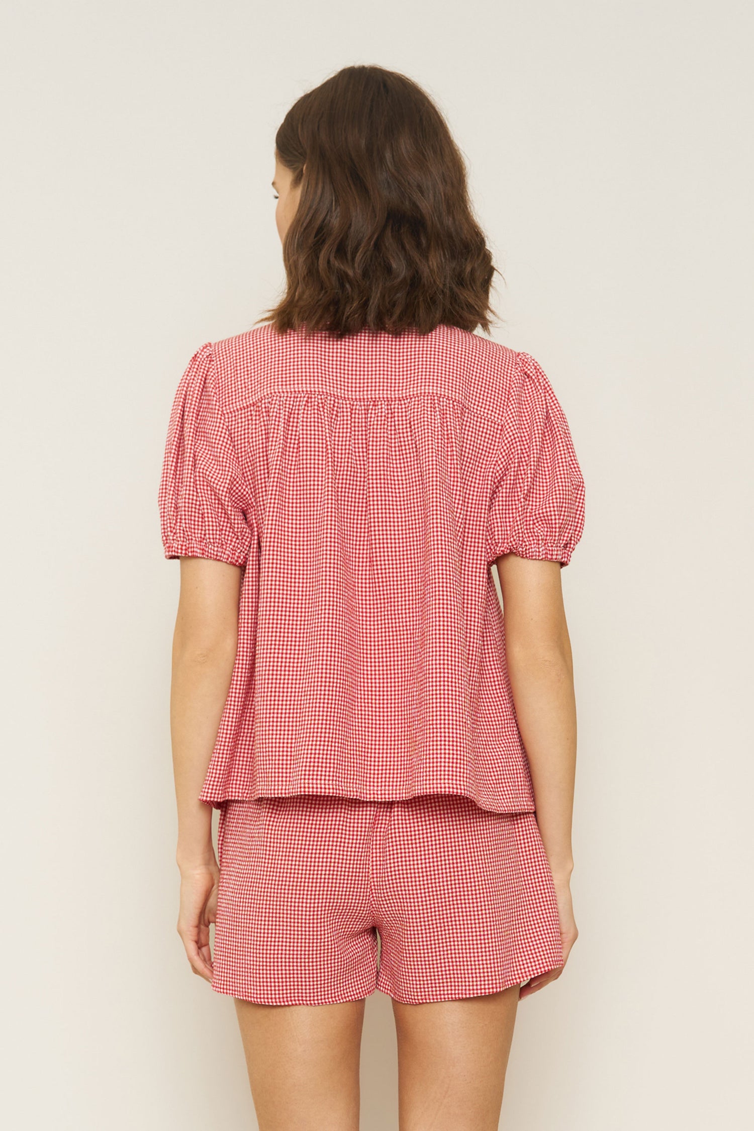 Birdie Top in Red Gingham