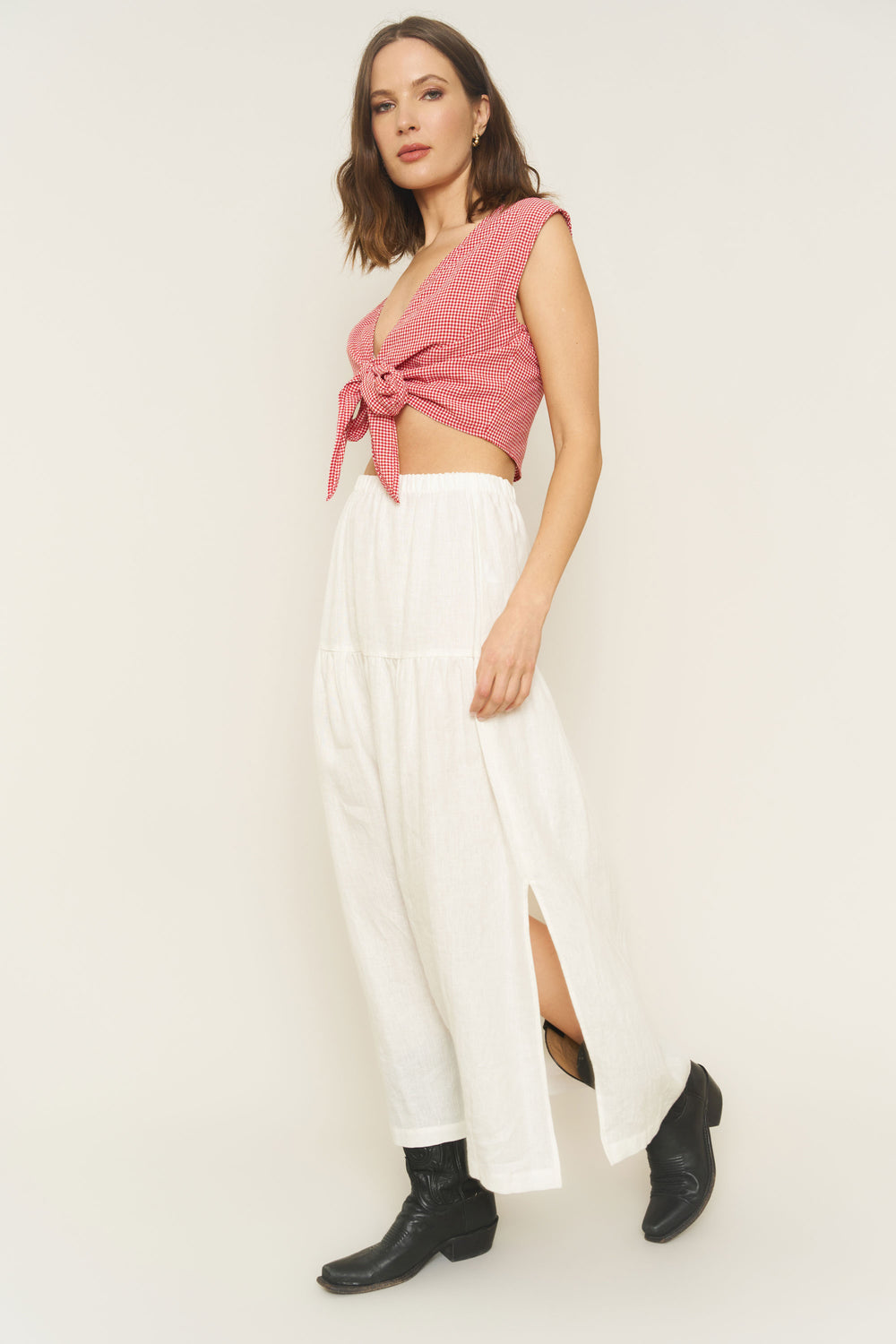 Valentina Top in Red Gingham - Whimsy & Row