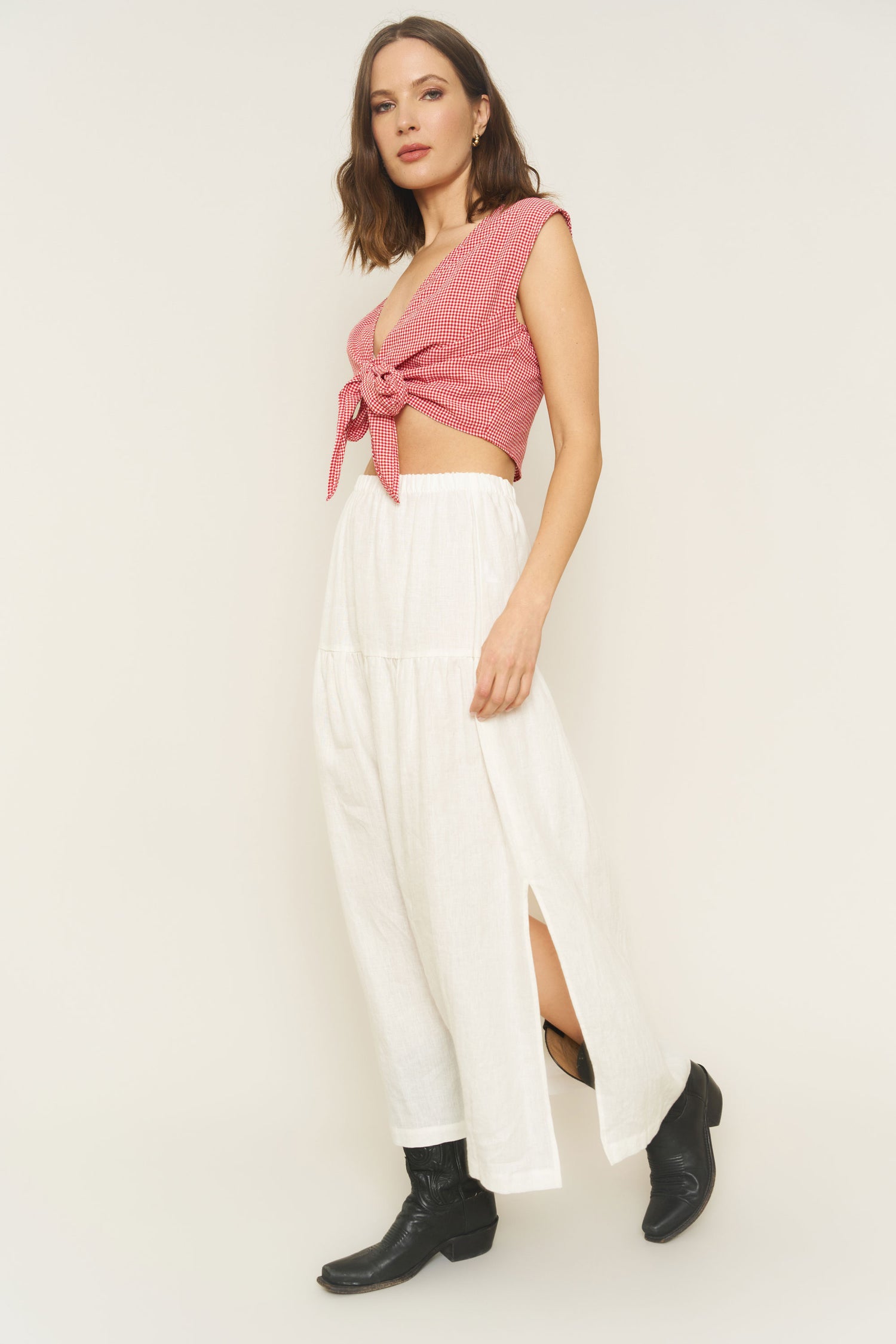 Valentina Top in Red Gingham