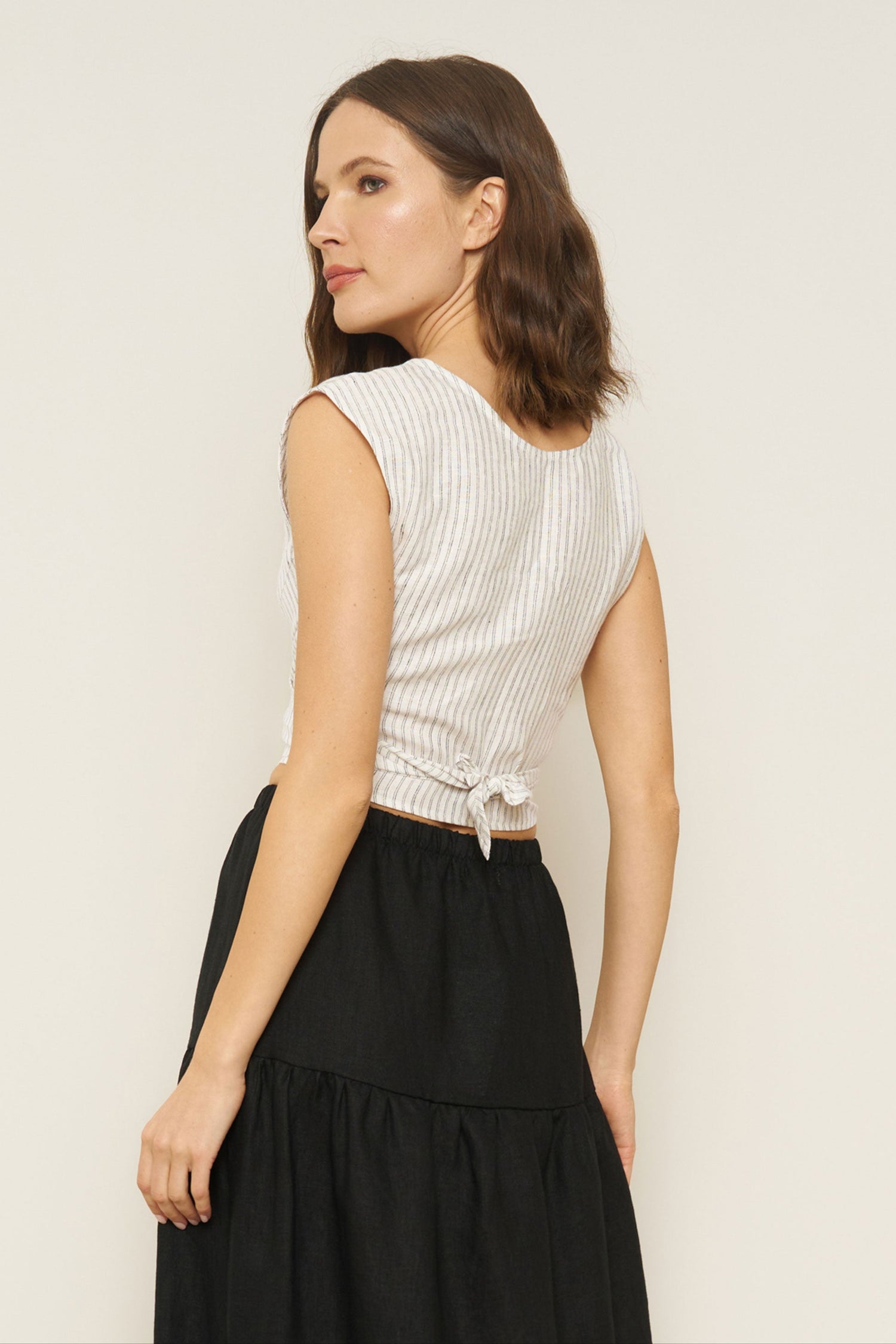 Valentina Top in Stripe Linen