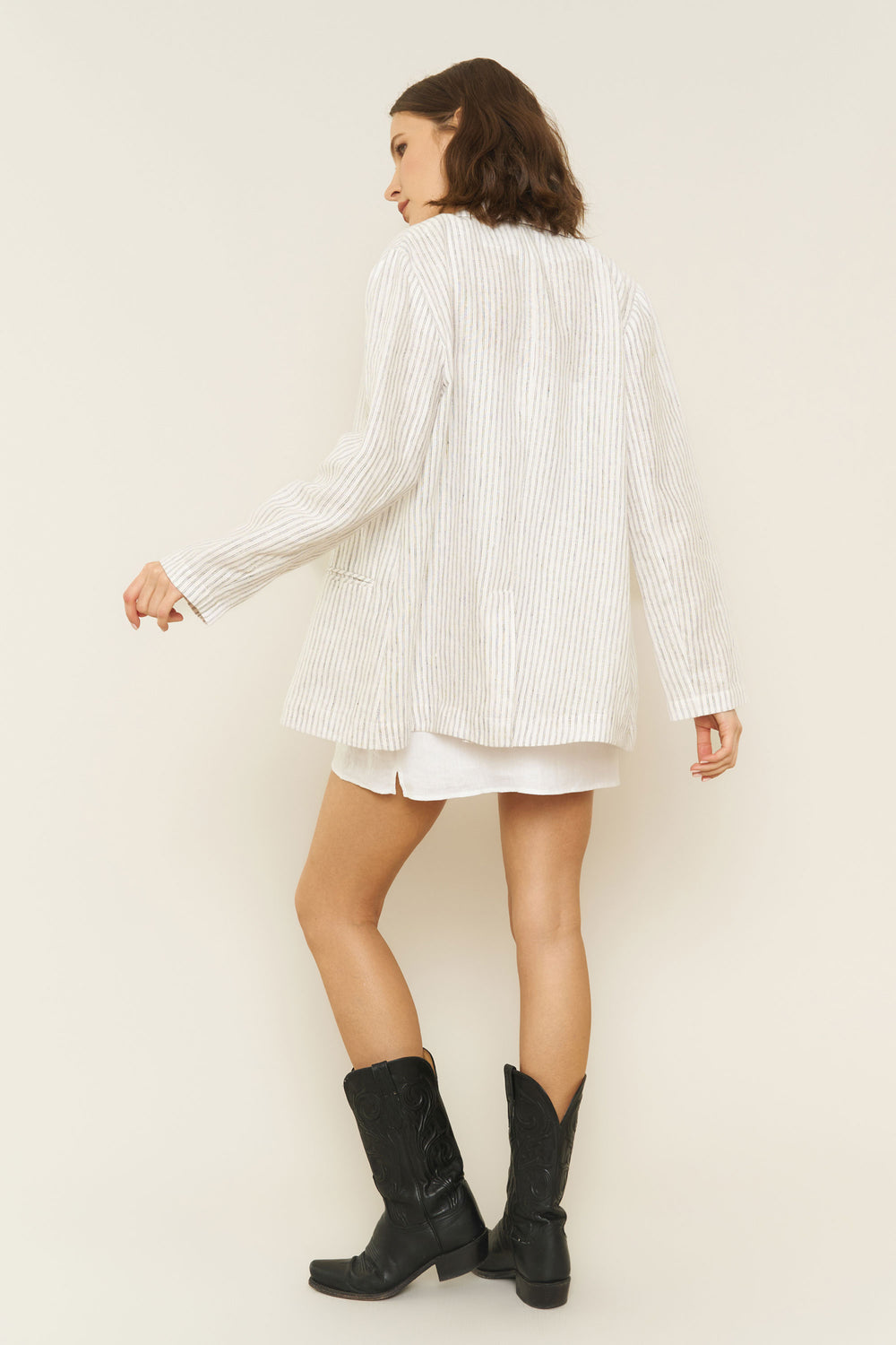 Parker Blazer in Stripe Linen - Whimsy & Row