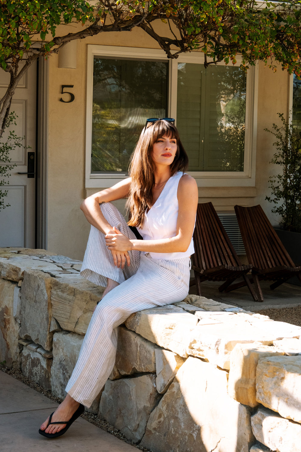 Bowie Vest in White Linen - Whimsy & Row