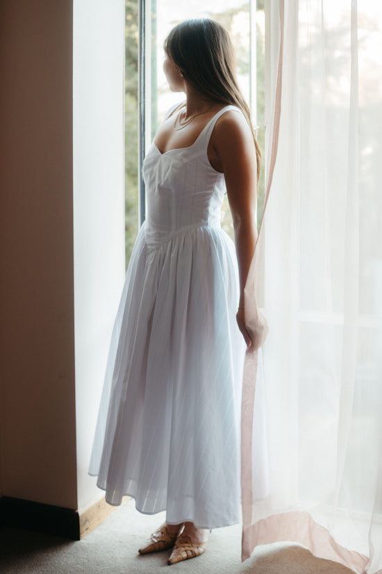 Iris Dress in White Poplin - Whimsy & Row