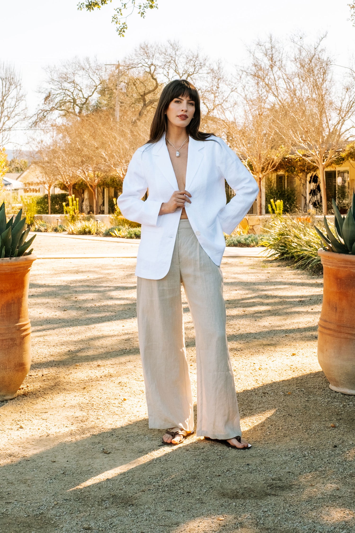 Parker Blazer in White Linen