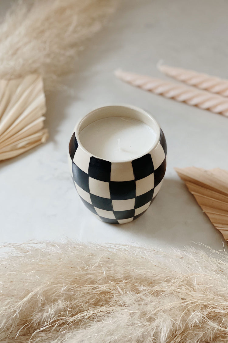 Paddywax Check Mate Candle in Black Checkered - Whimsy & Row