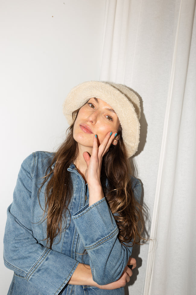 Sample Sale Bucket Hat in Cream Sherpa - Whimsy & Row