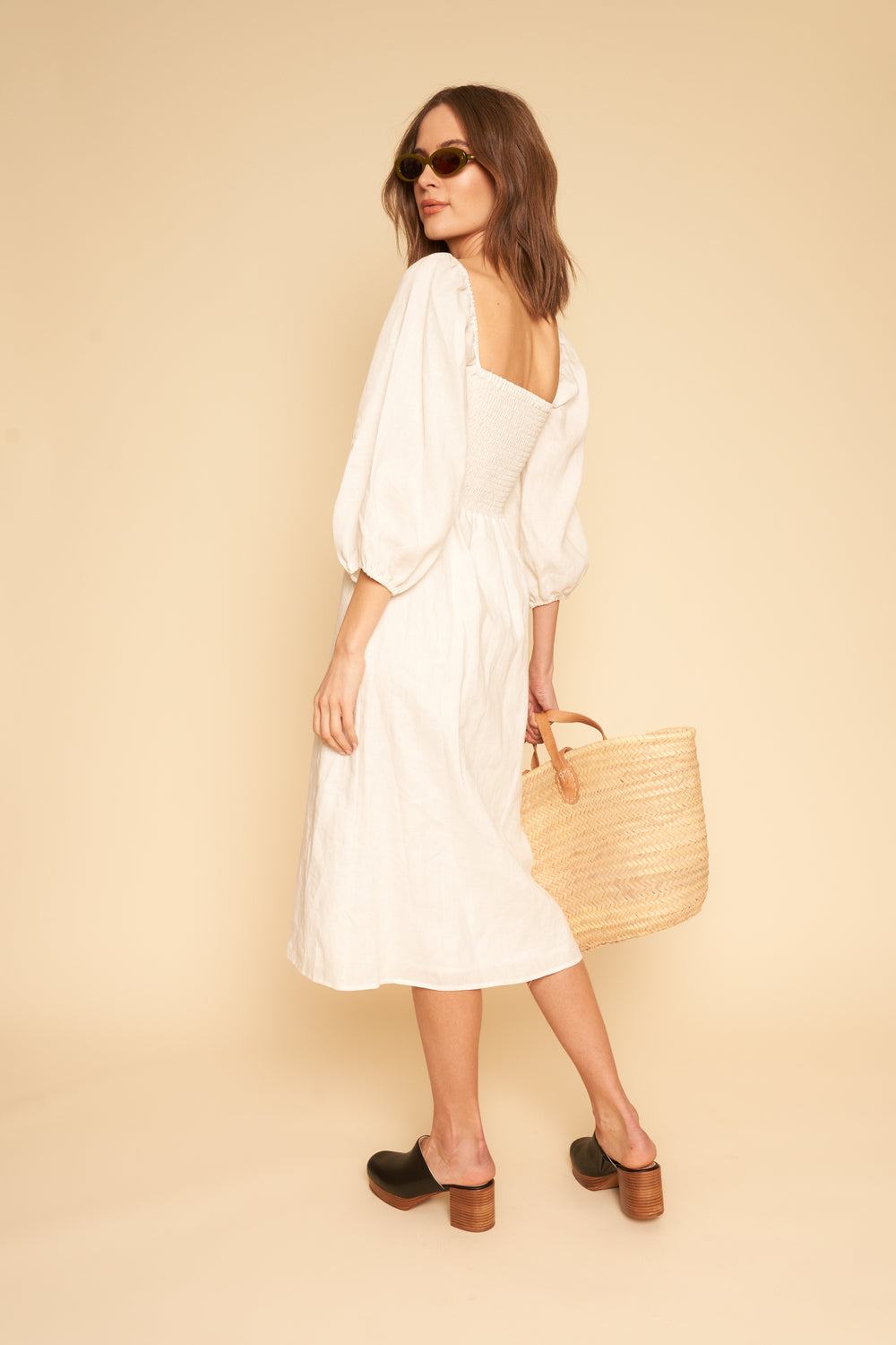 Sidney Dress in Coconut Linen - Whimsy & Row