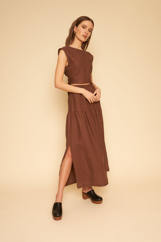 Sample Sale Millie Skirt/Dress in Chocolate Linen - Whimsy & Row