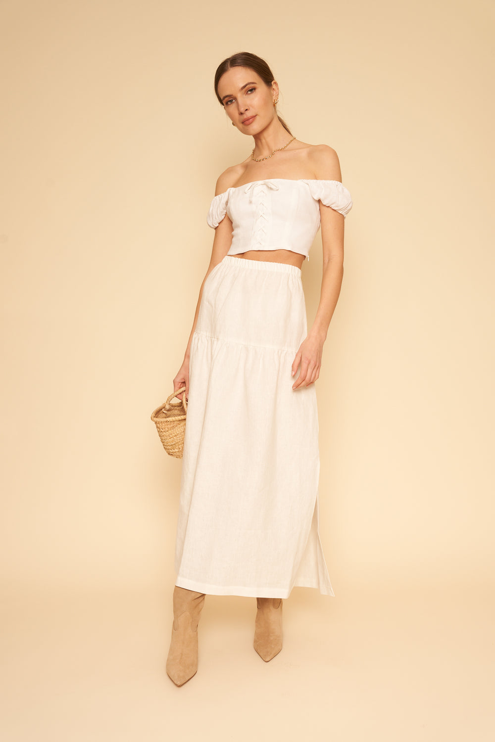 Millie Skirt/Dress in Coconut Linen - Whimsy & Row