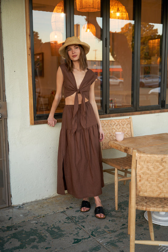 Millie Skirt/Dress in Chocolate Linen - Whimsy & Row