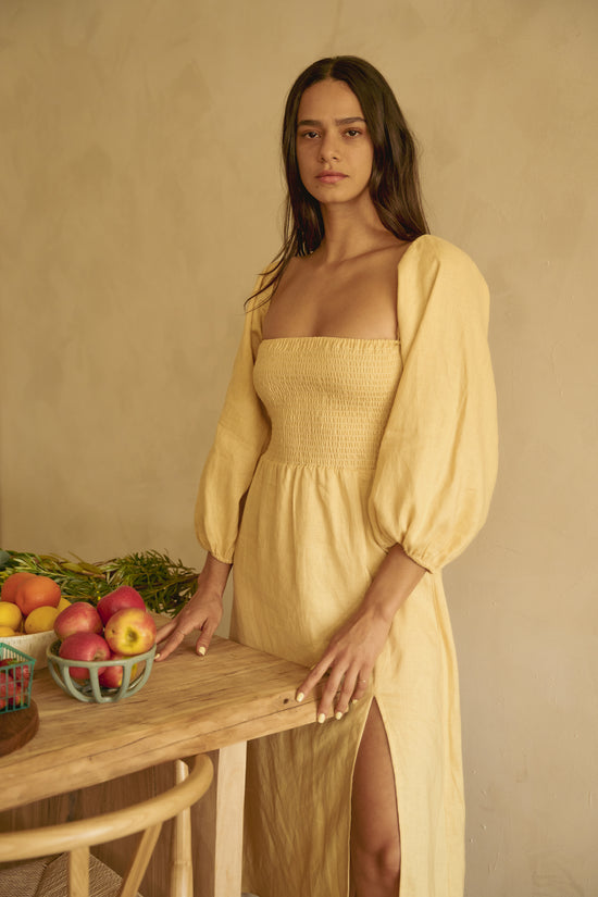 Sidney Dress in Lemon Linen - Whimsy & Row