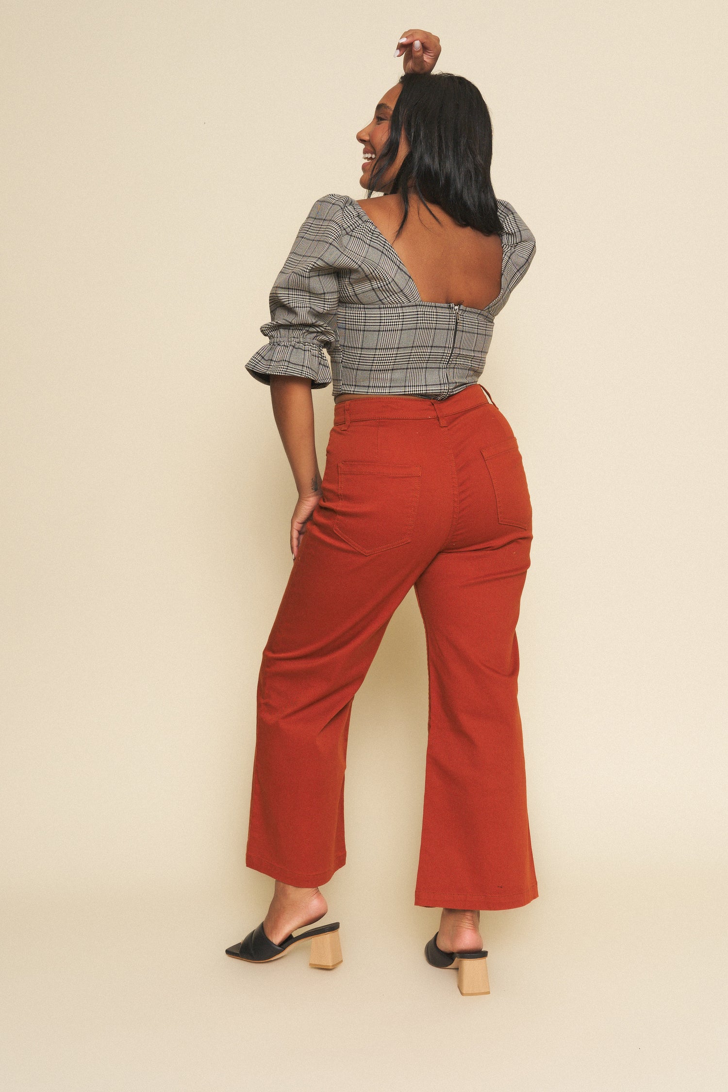 WIDE SMOCKED BOARDWALK PANT - RUST