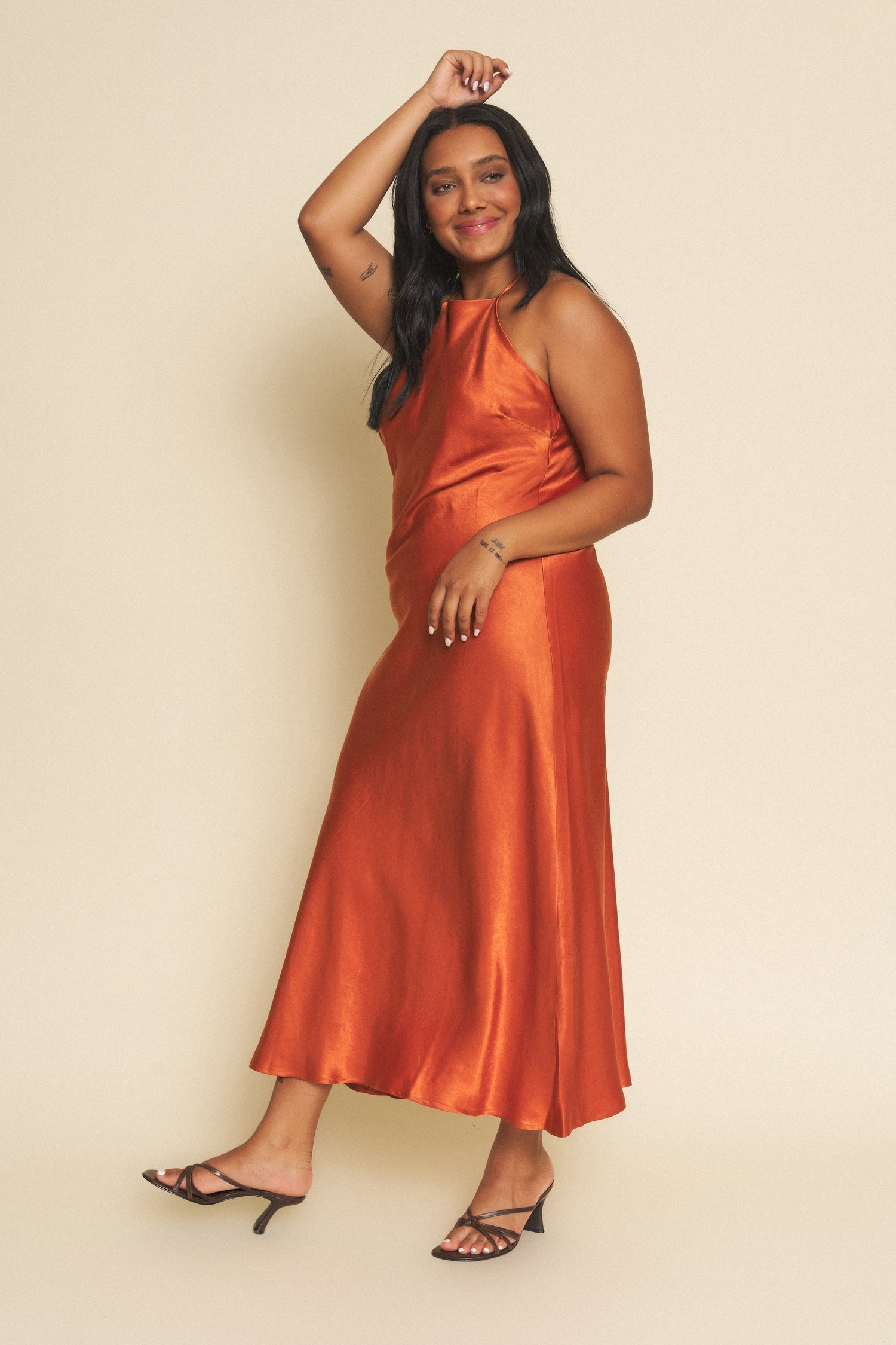Fiona Dress in Silky Rust